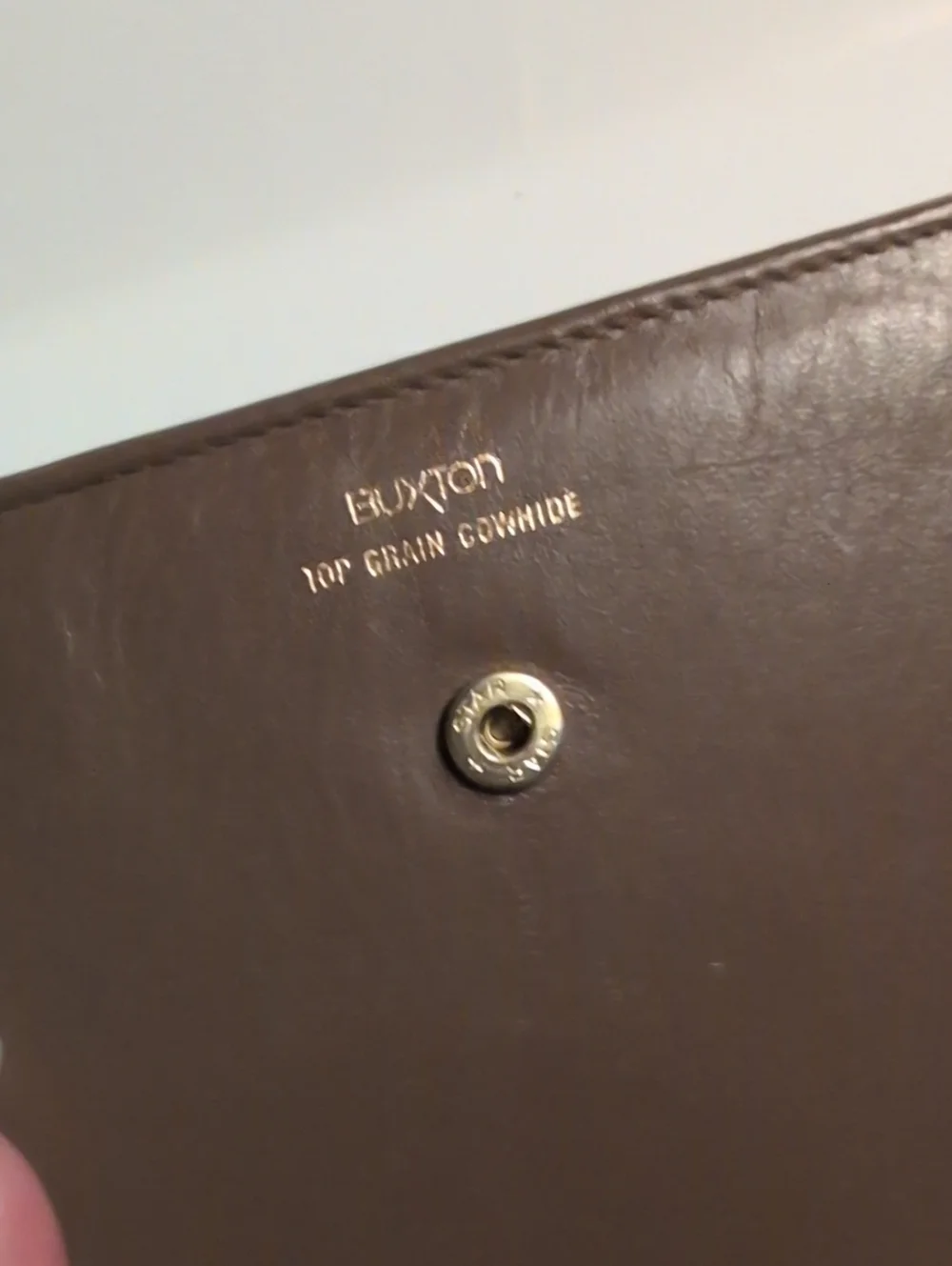 Vintage Buxton Brown Leather Snap Wallet with Gold Stamp Circa 1980